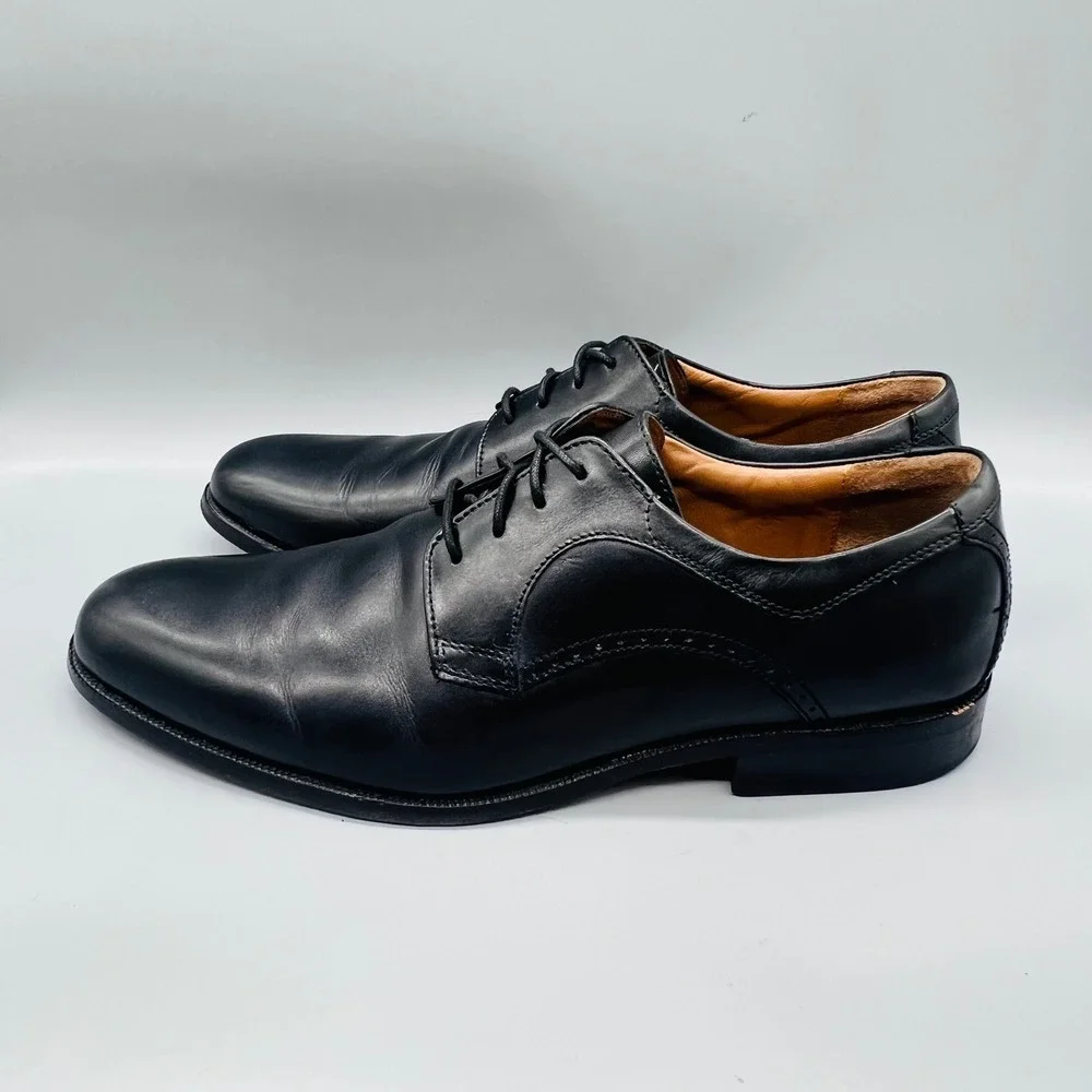 J. Murphy Johnston & Murphy Dress Shoes Mens 12 Black Leather Derby Plain Toe